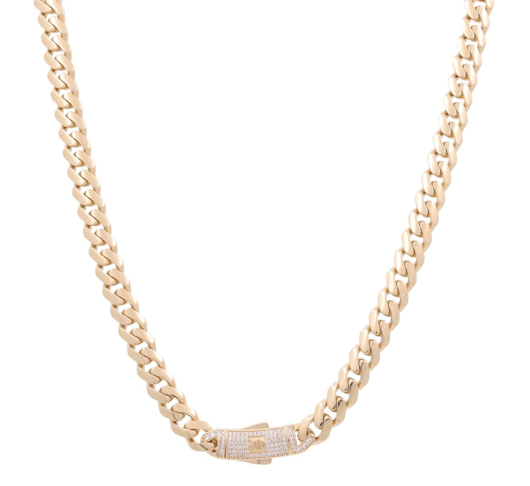 14K Yellow Gold Monaco Semisolid Chain / Stone: Cz / Size: 9mm 20" / Weight: 32.3 GR / COCH4MON9-20