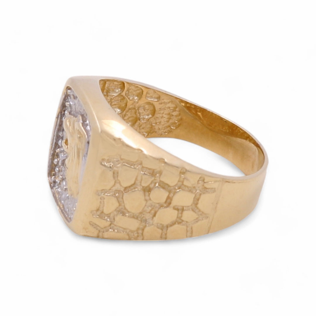 CCMR4LN-2 14k C Size 9.5sz Weight 7.4gr Two tone Lion Mens Ring