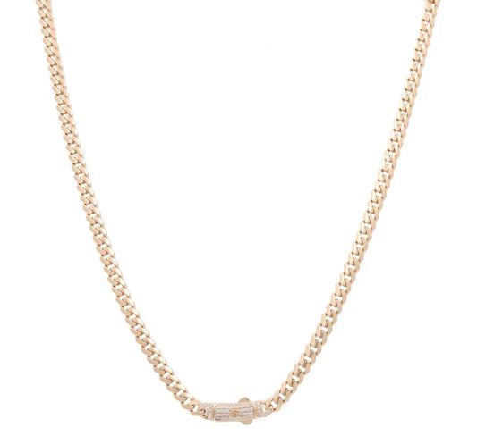 10K Yellow Gold Monaco Semisolid Chain / Stone: Cz / Size: 5mm 24" / Weight: 23.4GR