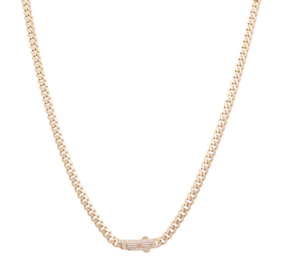 10K Yellow Gold Monaco Semisolid Chain / Stone: Cz / Size: 5mm 24" / Weight: 24.2 GR