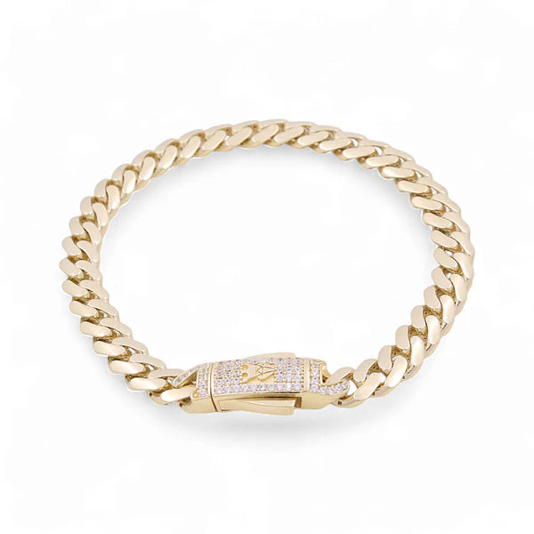 10K Yellow Gold Monaco Semisolid Men's Bracelet / Stone: Cz / Size: 7mm 7.5" / Weight: 9.7 GR / DOMB0MON7-7.5
