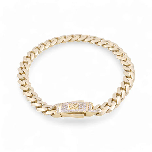10K Yellow Gold Monaco Semisolid Men's Bracelet / Stone: Cz / Size: 7mm 7.5" / Weight: 9.7 GR / DOMB0MON7-7.5