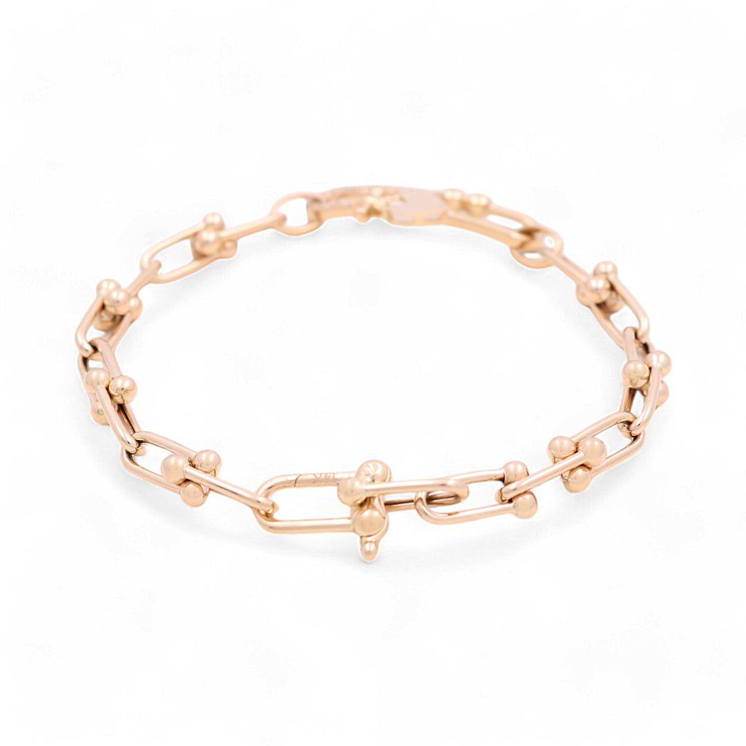 14K Yellow Gold Woman's Heart TT Bracelet / Stone: CZ / Size: 7.5" / Weight: 7.3 GR / 711-00082