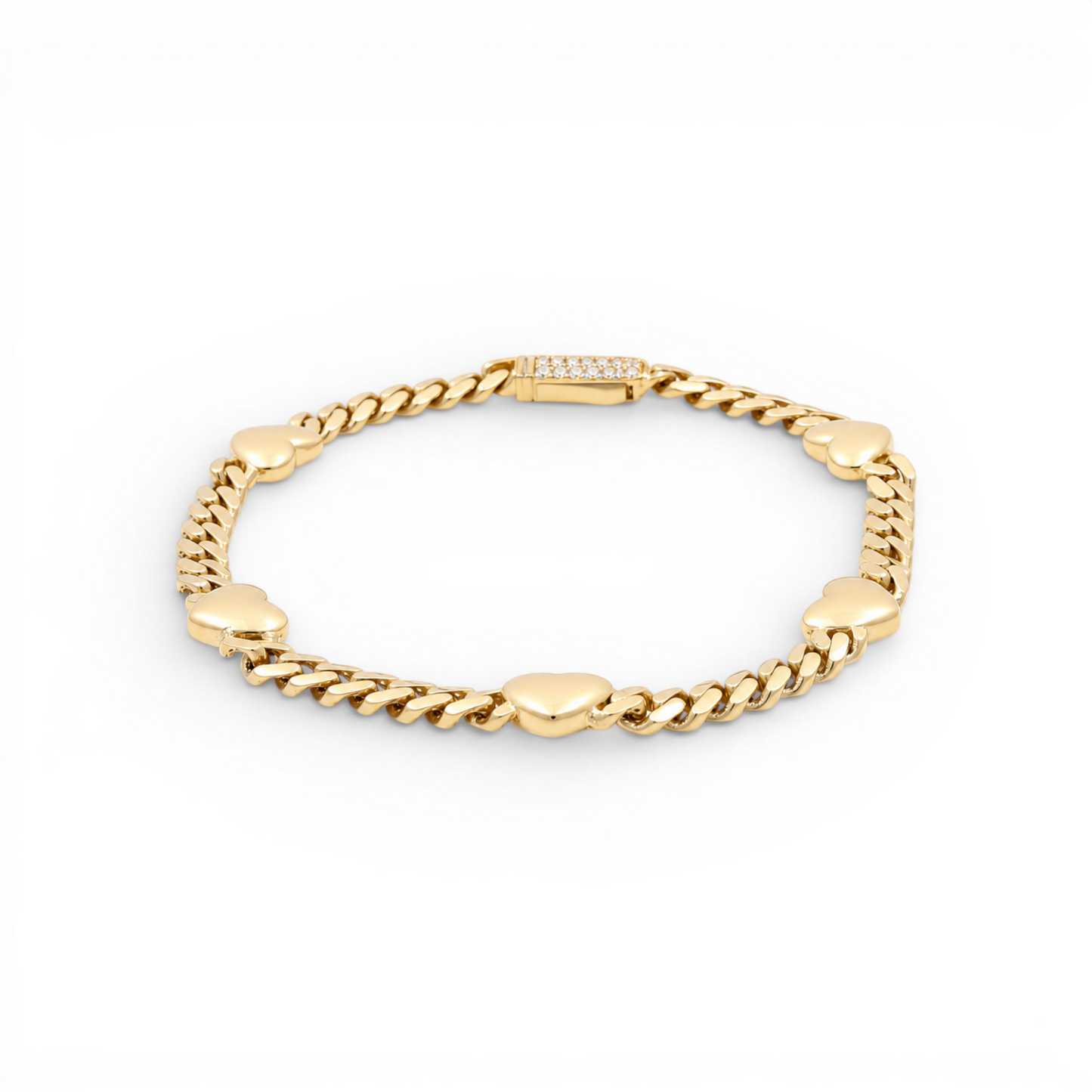 10K TF Yellow Gold Women's Plain Heart Bracelet  / Size: 6.5" / Weight: 4.5 GR