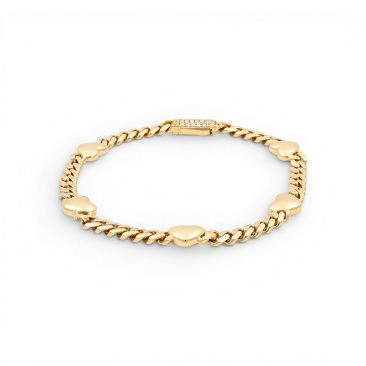 10K TF Yellow Gold Women's Plain Heart Bracelet  / Size: 6.5" / Weight: 4.5 GR