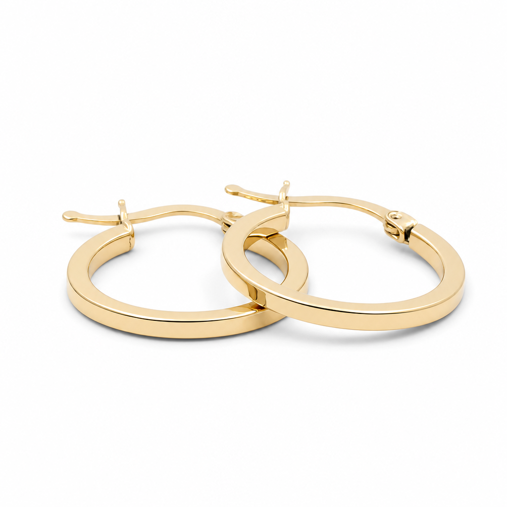10K  Yellow Gold Women's Plain Hoops Earring / Size: 1.5mmx14mm / Weight: 1.3 GR  / DQEH0PL1.5x14