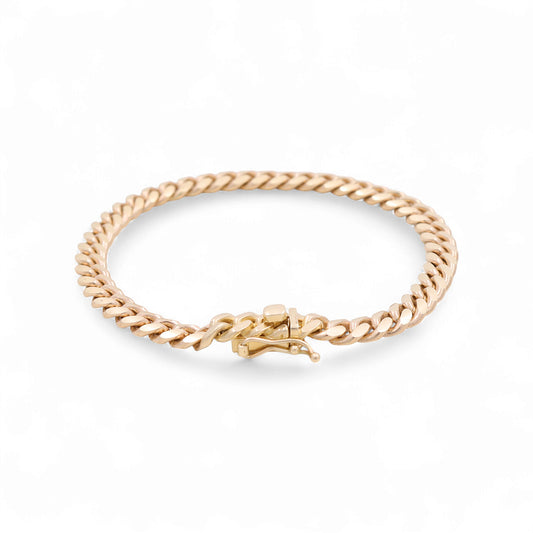 14K Yellow Gold Solid Cuban Link Bracelet / Size: 7mm 8" / Weight: 29 GR