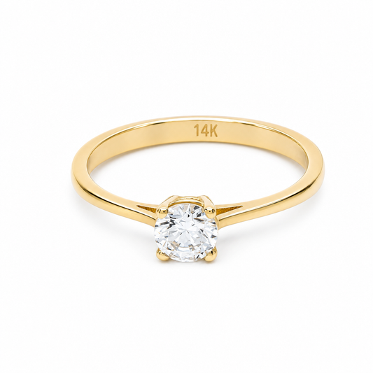 14K Yellow Gold Women's Engagement Ring / Stone: Cz / Size: 7.5 / Weight: 1.9 GR / LLBWR4ER-2