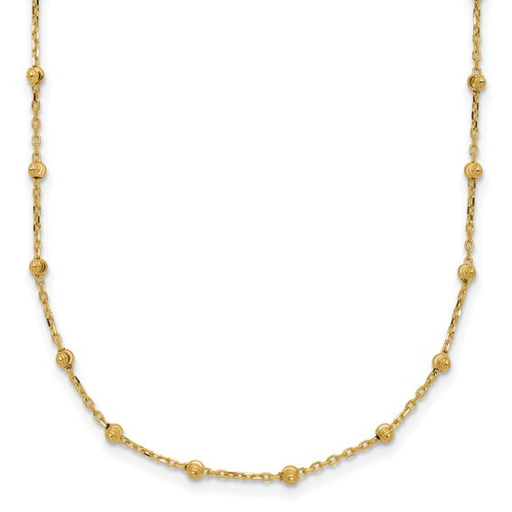 14K Yellow Gold Diamond-Cut Beaded Necklace / Size: 16.75'' / Weight: 2.01gr / SF3036-16.75