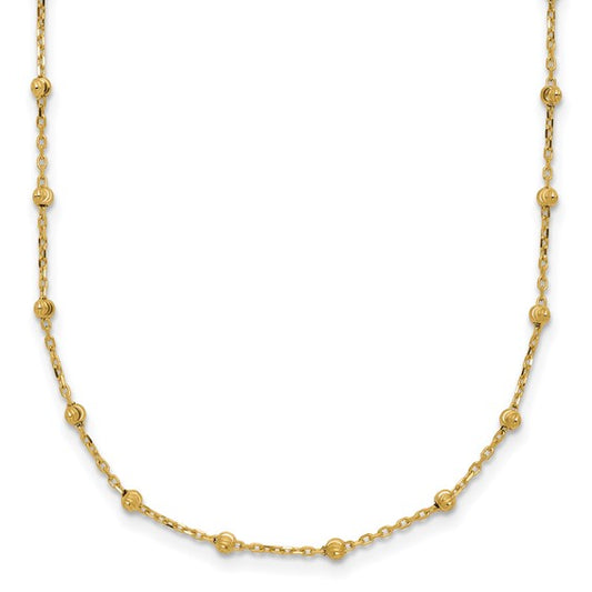 14K Yellow Gold Diamond-Cut Beaded Necklace / Size: 16.75'' / Weight: 2.01 GR / SF3036-16.75