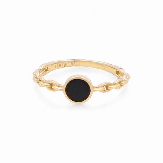 14k Fashion Women's Ring with Black Enamel / Weight 2.0 GR / BOWR4FS-7