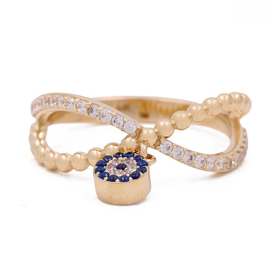 14k Blue and White Eye Women's Ring with Cz / Weight: 3.0 GR / COWR4EY-1