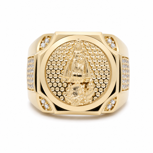 14K Yellow Gold Men's Rings with Virgen de la Caridad / Size: 11 / Weight: 10.3 GR