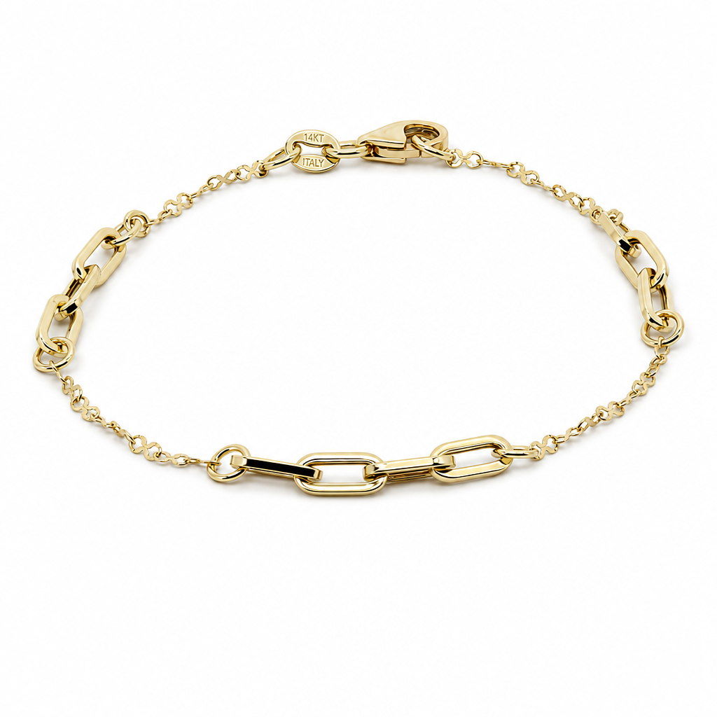 14K Yellow Women's Bracelet Paper Clip and Infinity Design / Size: 7'' / Weight: 1.9 GR /CXWB4PCIF-7