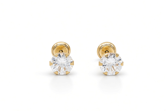 14K Yellow Gold Fashion Women's Stud Earrings with Cz / 6-335101PS6