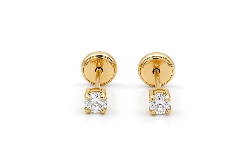 14K Yellow Gold Fashion Stud Earrings With Cz / 6-550701PS2,5