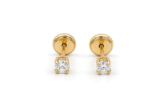 14K Yellow Gold Fashion Stud Earrings with Cz  / Size: Small / 6-550701PS4