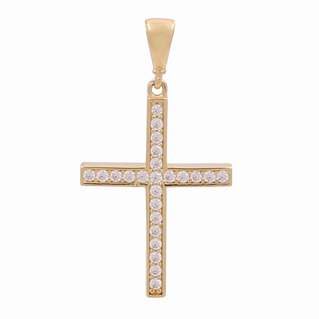 14K Yellow Gold Cross Pendant with Cz / Weight: 1.2 GR / 636-00749