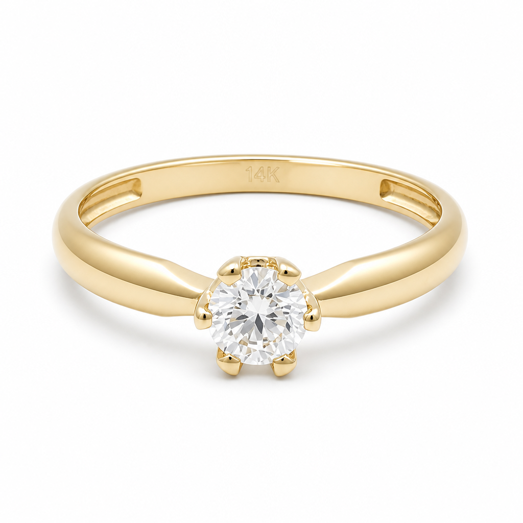 10K Yellow Gold Engagement Women's Ring / Size: 8.25 / Weight: 1.6 GR / DQWR0ER-3