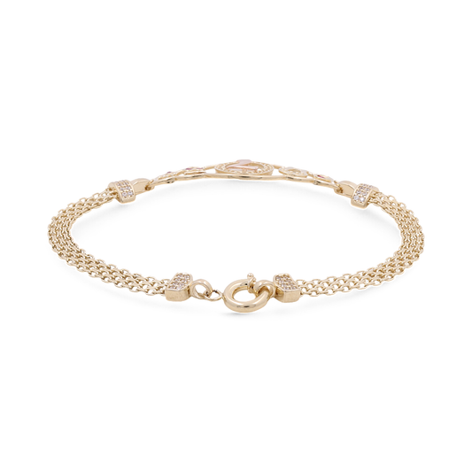 14K Yellow and Rose Gold Luck Women’s Bracelet / CZ / Weight: 7.5 GR / Size: 7” / COWB4LK