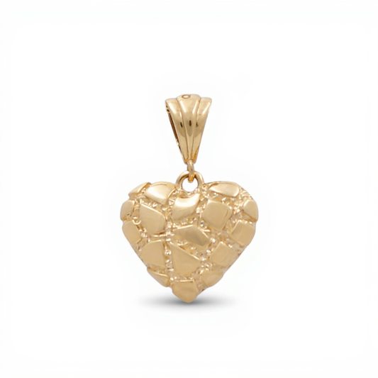 10K Yellow Gold  Heart Pendant with Nugget Design / Weight: 1.4 GR / CQPD0HR-4
