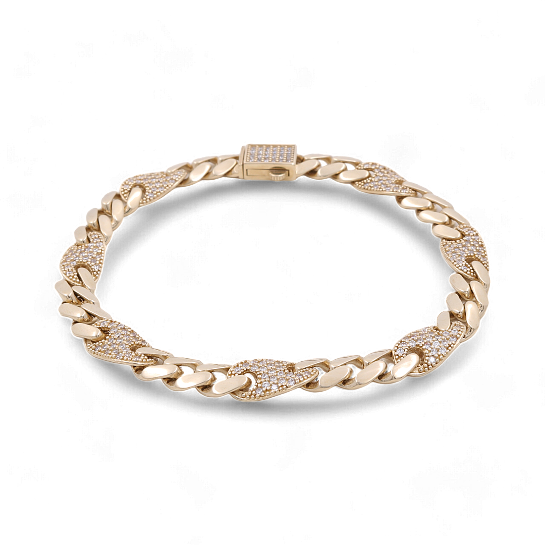 14K Yellow Gold Fashion Women’s Bracelet / CZ / Size: 7.5” / Weight: 12.7 GR / CSWB4FS-2