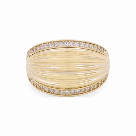 14K Yellow Gold Fashion Women's Ring with white Cz / Size: 8.5 / Weight: 3.1GR / DQWR4FS-38