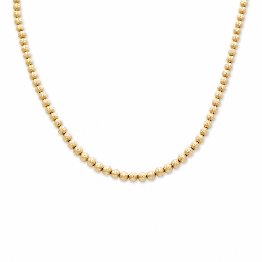 14K Yellow Gold Diamond Cut Ball Necklace / Size: 18” / Weight: 12.1GR