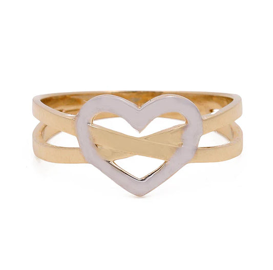 14k Two Tone Heart Women Ring / Weight: 2.3 GR / COWRTT4HR