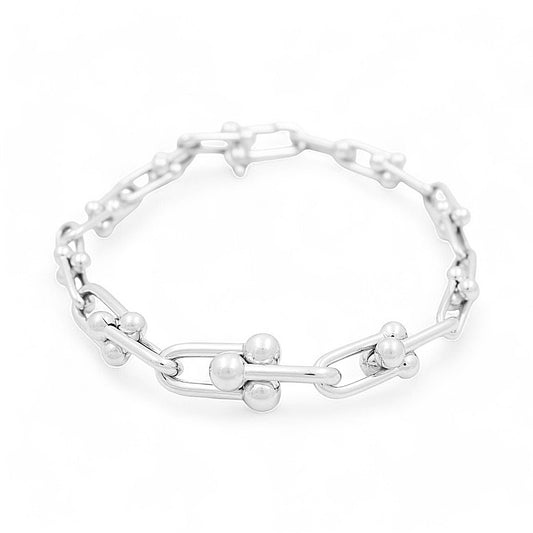 14K White Gold Woman's Fashion TT Bracelet / Size: 7.5" / Weight: 8.6 GR / 711-00114