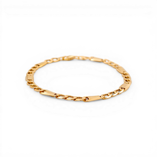 10K Yellow Gold Figaro Men's Bracelet / Size: 5.5mm 8.5" / Weight: 4.2 GR / CSMB0FG5.5-8.5