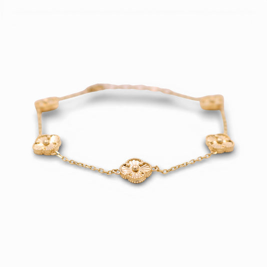 10K Yellow Gold Women's Bracelet with Five Clover / Size: 7" 9mm / Weight: 3.8 GR / DQWB0CLV-3
