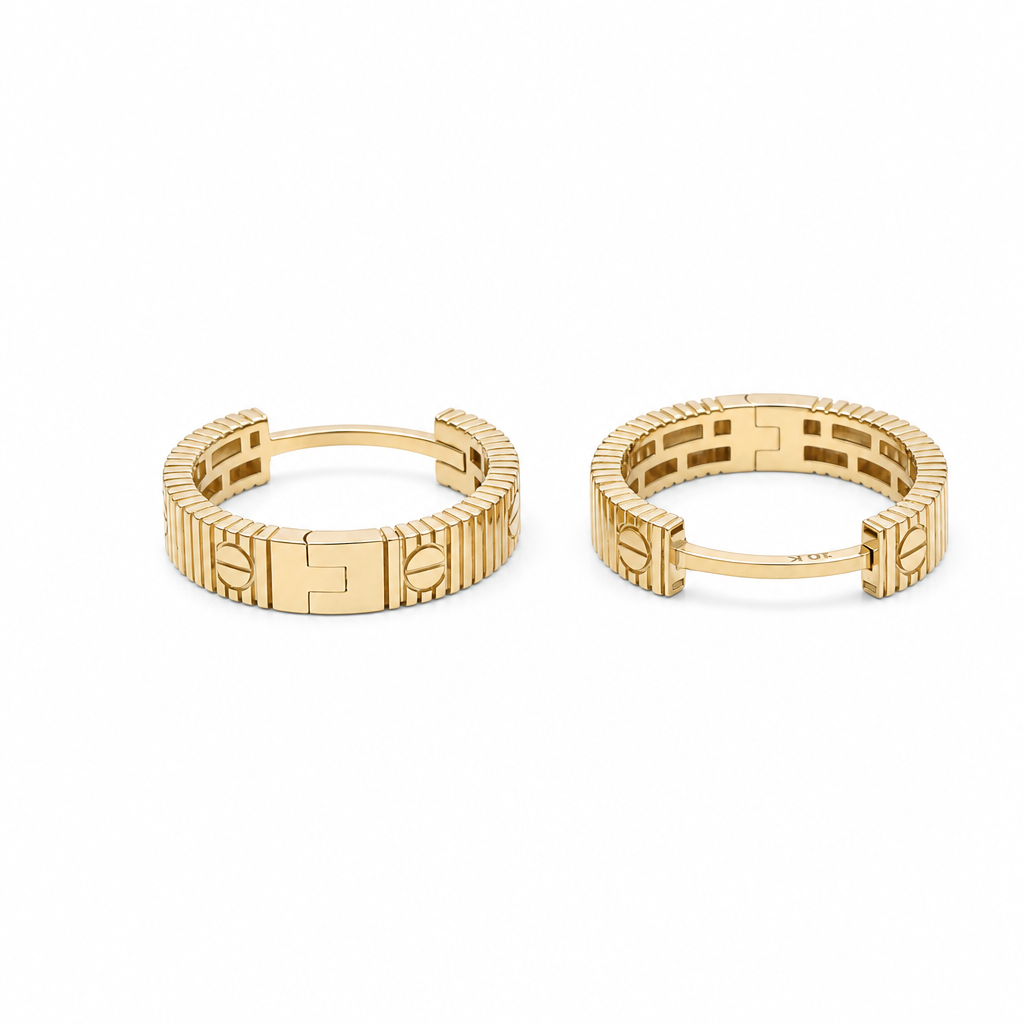 10K Yellow Gold Fashion CT Hoops Earring / Size: 4mm-16mm / Weight: 3.2 GR / DQEH0CT4X16
