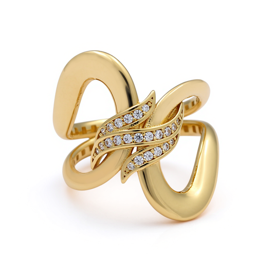 10K Yellow Gold Fashion Women's Ring with CZ / Size: 7 / Weight: 3.3 GR / Y25-155