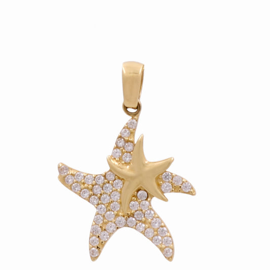 14K Yellow Gold Starfish Pendant with Cz / Weight: 0.9 GR / CPPD4ST