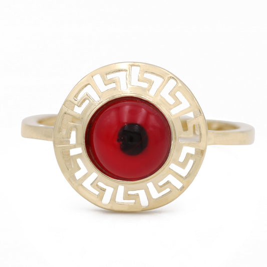 14K Yellow Gold Women’s Greek Evil Eye Ring /  Weight: 2.0 GR / BOWR4FS-21