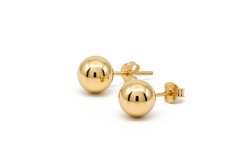 14K Yellow Gold Ball Stud Earrings / 6-B-7