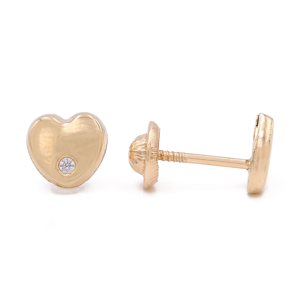 14k Yellow Gold Heart Stud Earrings With Cz / 6-357601PSF