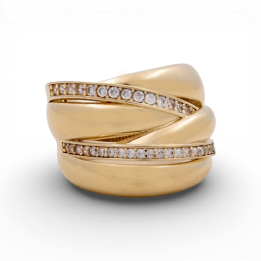 14K Yellow Gold Fashion Women's Ring With Cz / Size: 7.5 / Weight: 6.1 GR / Y25-474