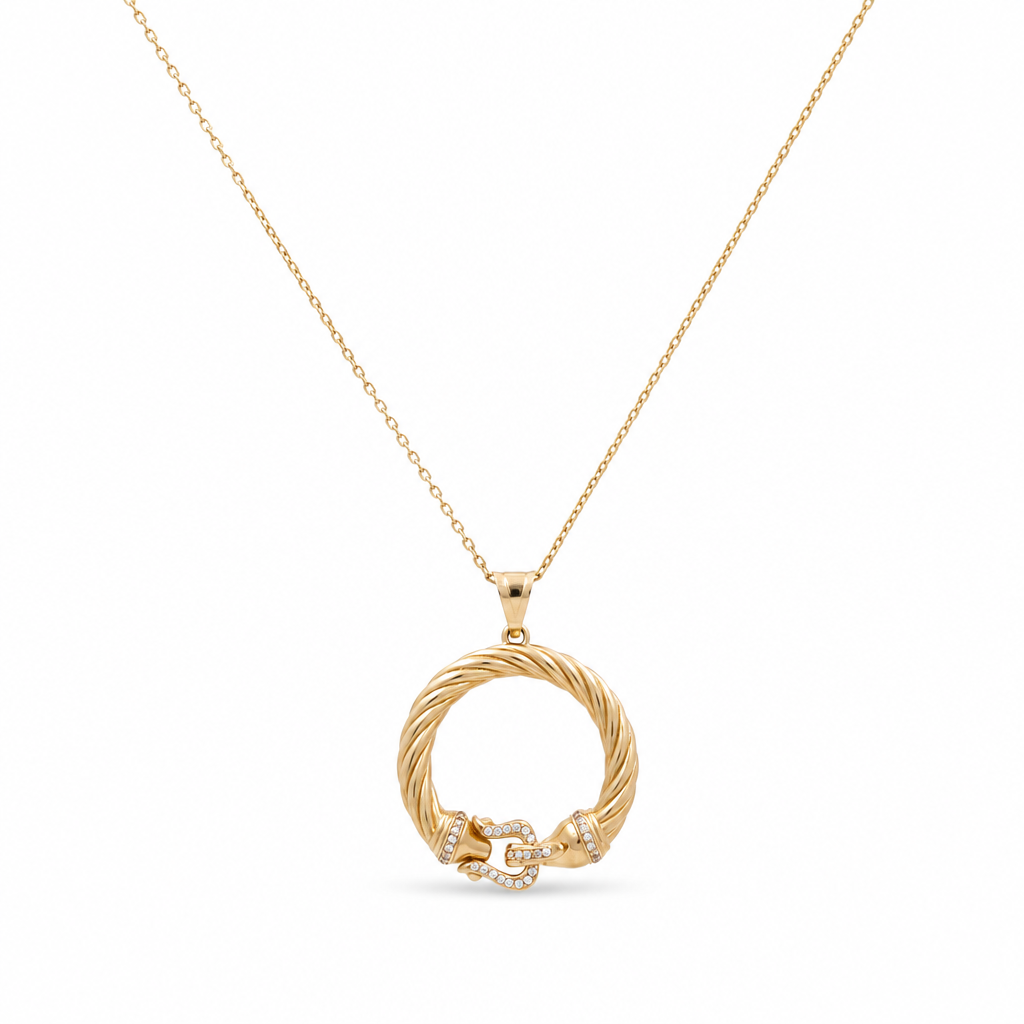 14K Yellow Gold Fashion Necklace With Pendant / Size: 16" / Weight: 5.8 GR / Stone: Cz