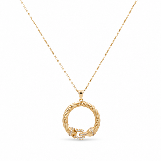 14K Yellow Gold Fashion Necklace With Pendant / Size: 16" / Weight: 5.8 GR / Stone: Cz