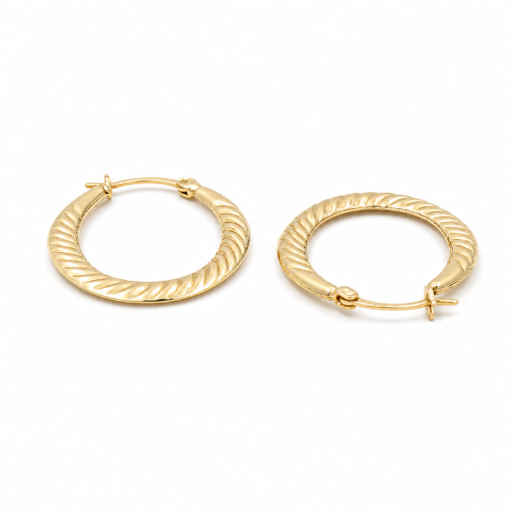 10K Yellow Gold Fashion Hoops Earring / Size:1.5mmx15mm / Weight: 1.2 GR / DQEH0FS1.5x15