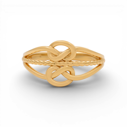 14K Yellow Gold Two Knots Women's Ring / Size: 7.5 / Weight: 2.7 GR / Y24-302