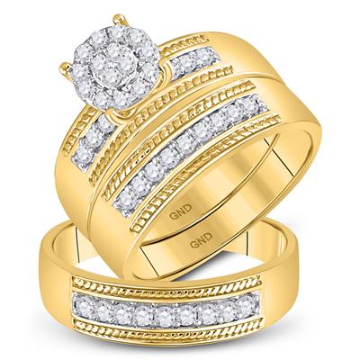 10K Yellow Gold Diamond Trio Sets / Size 7 and 10 / Stone: 3/4 CT Dia  118399