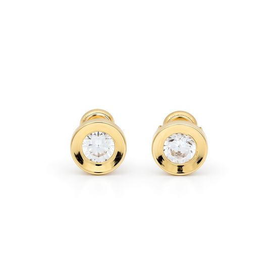 14K Yellow Gold Fashion Stud Earrings with Cz / 6-338301PS5