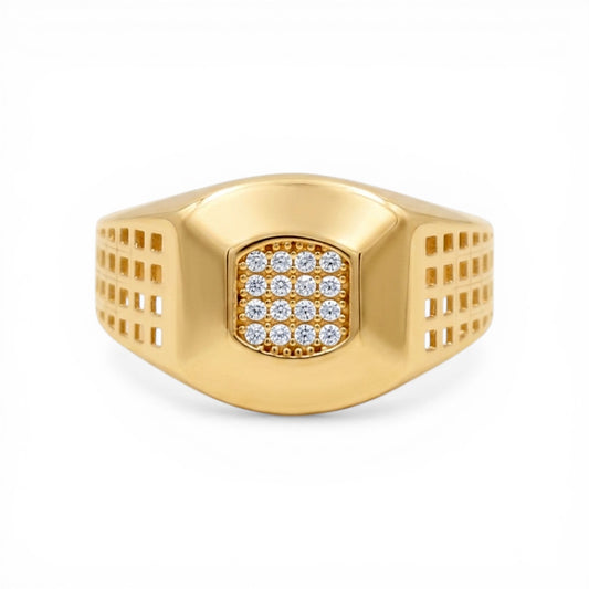 10K Yellow Gold Fashion Men's Ring with CZ / Size :10 / Weight: 2.9 GR