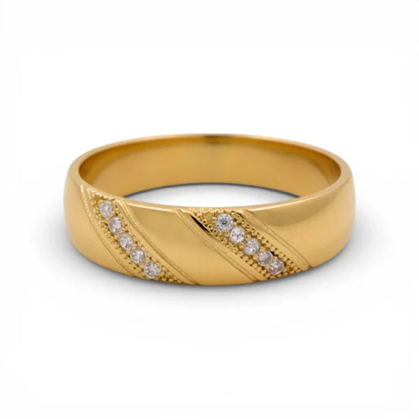 14K Yellow Gold Men’s Wedding Band / Stone: Cz / Size: 9.5 / Weight: 2.8gr / KEEMWB4BS-41