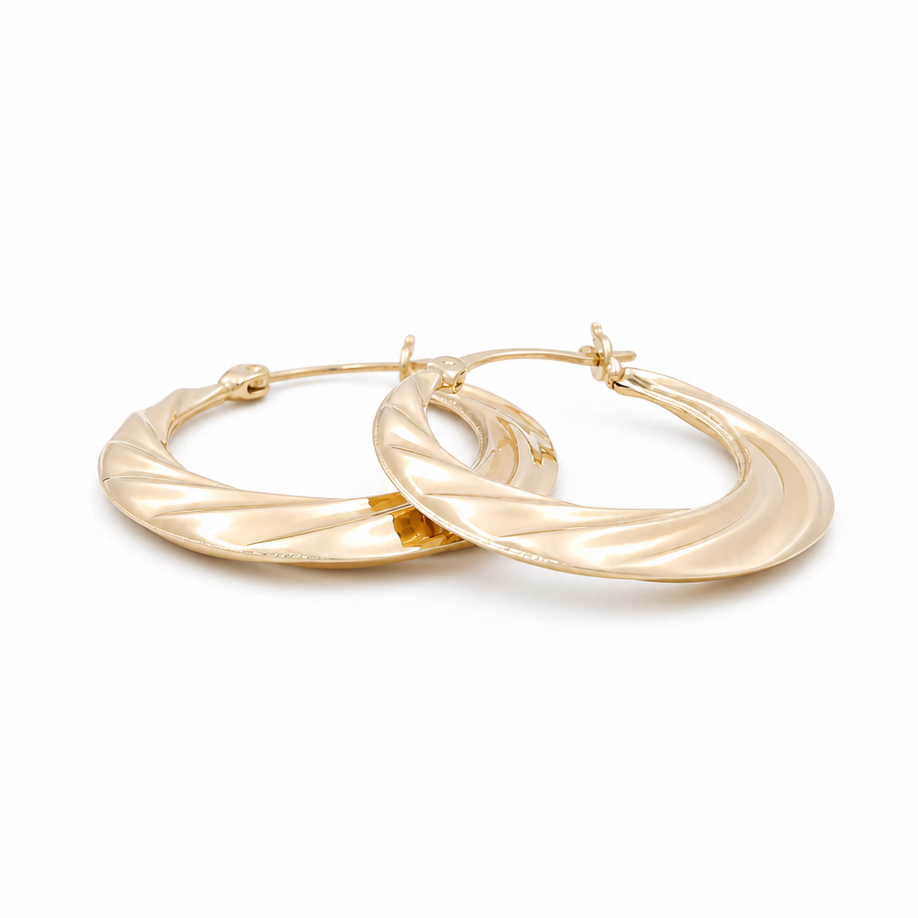 10K Yellow Gold Fashion Hoops Earrings  / Size: 2.5mm x 16mm / Weight: 1.4 GR / DQEH0FS-2.5X16