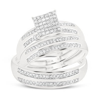 10k White Gold Diamond Trio Set / Size: sz7 sz10