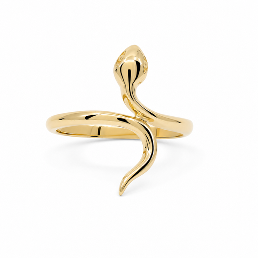 14K Yellow Gold Snake Women's Ring / Stone: Cz / Size: 9 / Weight: 1.4 GR / DQWR4SK